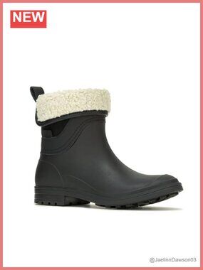 Waterproof Quilted Flannel Winter Rain Boots Women's Slip-On Bootie w/ Fleece